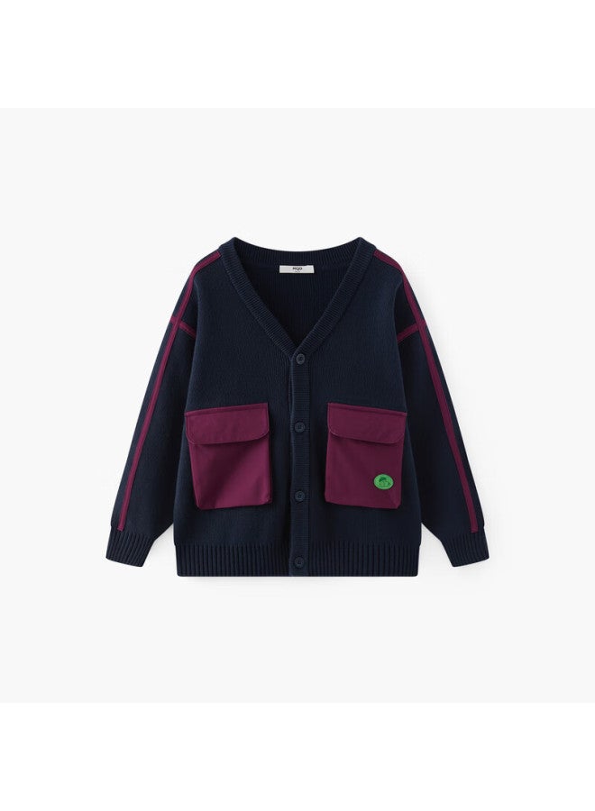 Mqd Maqidun Boys Cardigan Sweater  Autumn New Korean Style Loose Colorblock Knit Jacket For Kids And Teens - Image 5