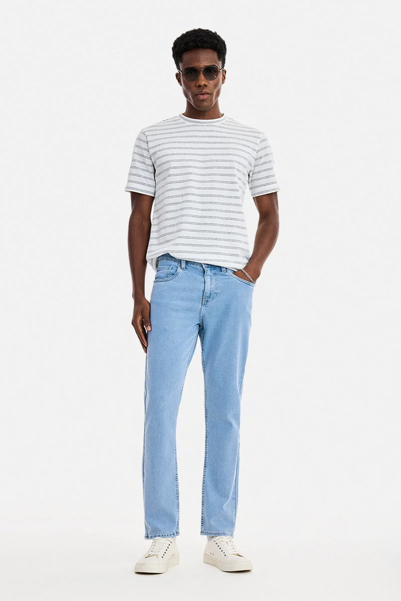 SNITCH Light Blue Light Blue Solid Slim Fit Casual Jeans for Men | Best Price UAE