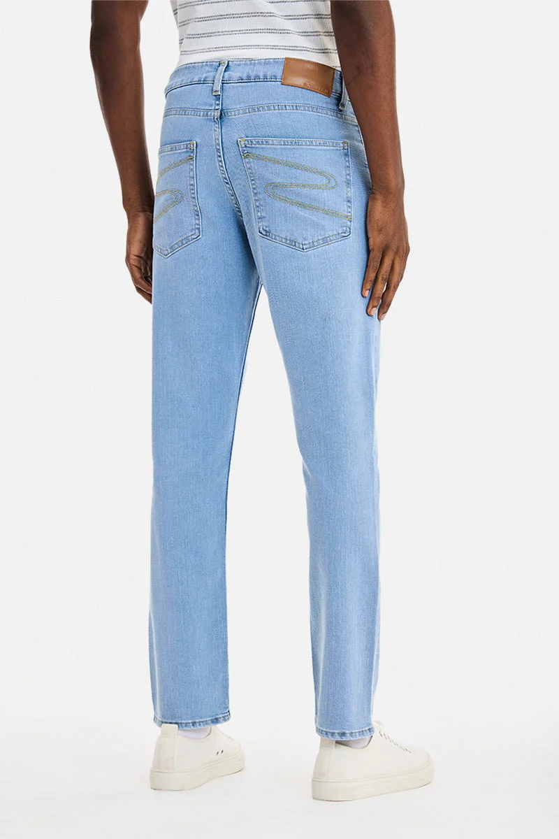 SNITCH Light Blue Light Blue Solid Slim Fit Casual Jeans for Men | Best Price UAE