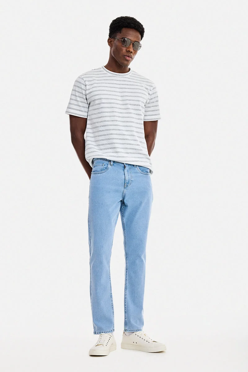 SNITCH Light Blue Solid Slim Fit Casual Jeans