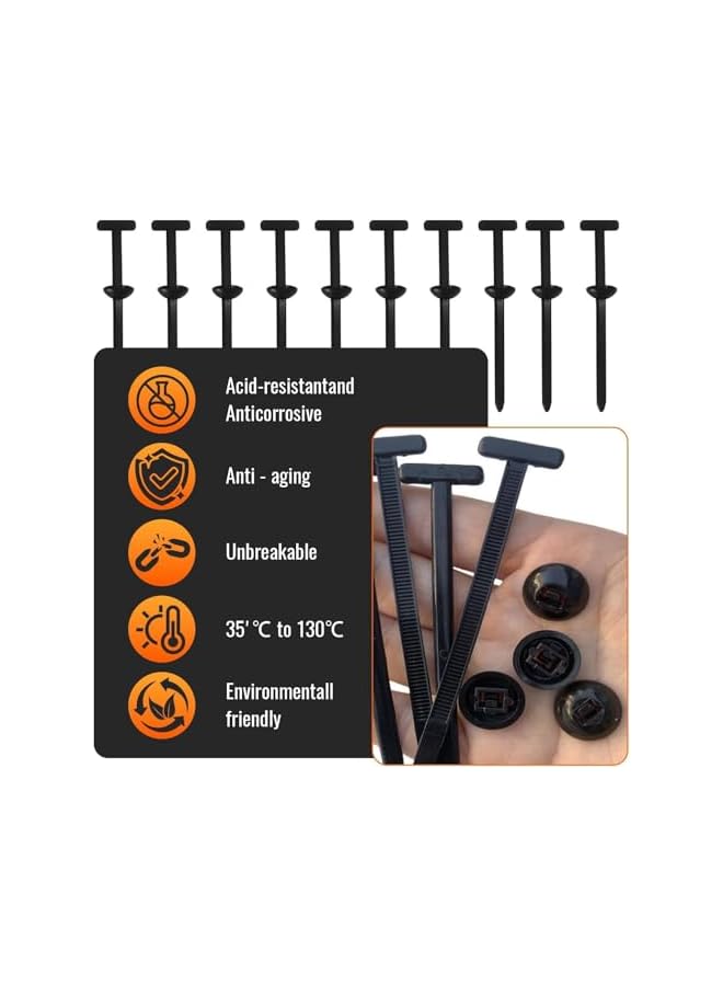 S-TOP 200Pcs Nylon Universal Cable Tie Buckle, Duty Self-Locking Nylon Zip Ties Holder, with Pin & Button Design,Multipurpose Universal Zip Tie Tool for Quick Fastening, Automotive Repair and Daily Use - Image 2