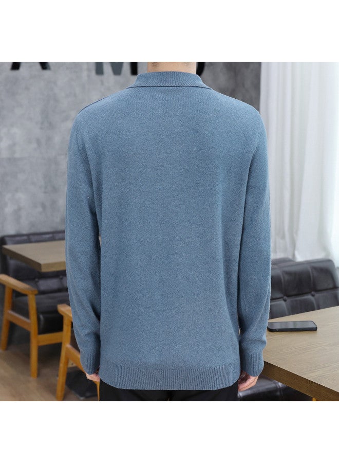 Fapai Casual Comfort Business Turn Collar Knitted Wool Sweater - Image 3