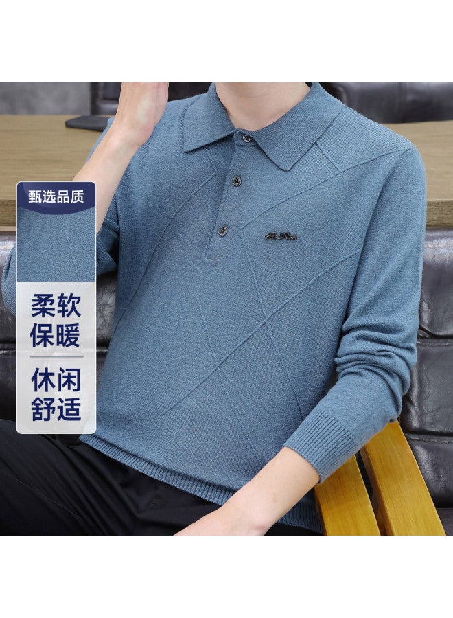 Fapai Casual Comfort Business Turn Collar Knitted Wool Sweater - Image 2