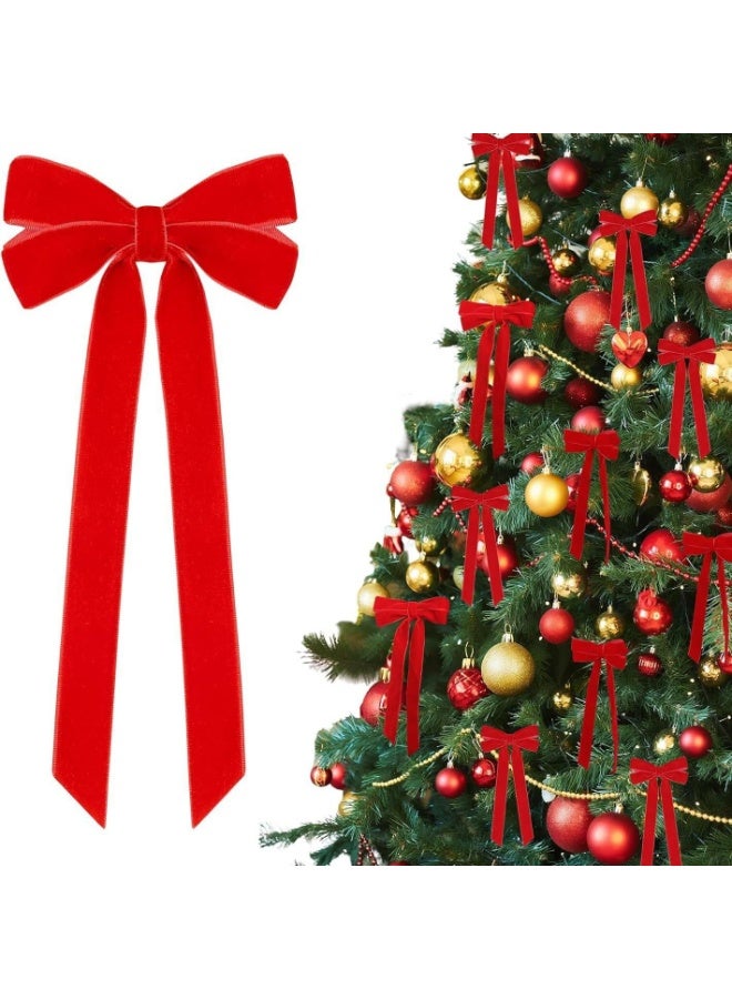 12 Pcs Bow Decorations Velvet Ribbon Christmas Tree Decoration Bow Decoration Holiday Accessories Red - Image 1