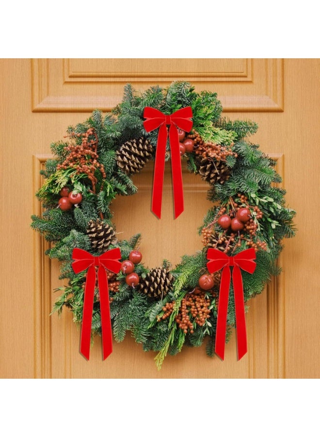 12 Pcs Bow Decorations Velvet Ribbon Christmas Tree Decoration Bow Decoration Holiday Accessories Red - Image 2