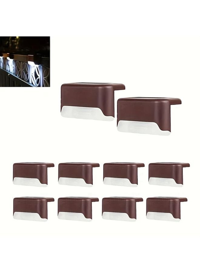 10pcs Brown Solar Outdoor Lights Garden Fence Deck Stair Decorative Lighting - Image 1