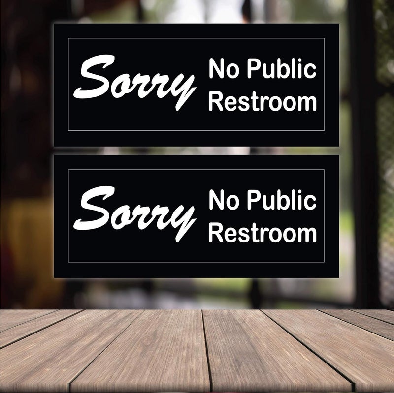 Wrapco (2 Pack) Sorry No Public Restroom Signs for Business Door or Window 4" x 9" Self Adhesive Vinyl Decal Stickers - Image 2