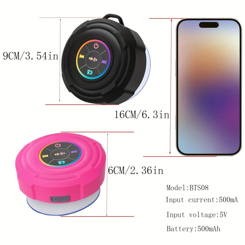 مكبر صوت محمول باللون البيج لمقاومة الماء IP4 مع ضوء LED وحامل كوب شفط للرياضات الخارجية وركوب الدراجات - Image 4