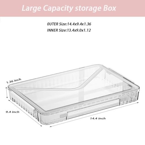 RHONZHAO 2 Pack Clear Plastic File Boxes wLatching Lids Stackable A4 Storage White Latches Small - Image 3