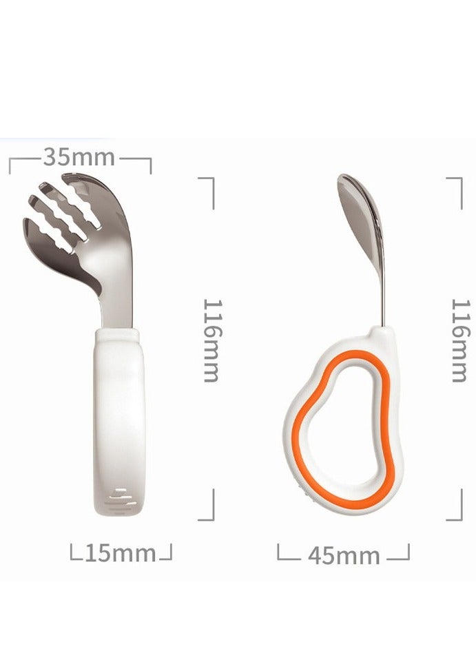 Baby Short Handle Training Spoon & Fork Set - 316 Stainless Steel with Soft Silicone Grip, Ideal for Infant Self-Feeding and Toddler Mealtime Practice  - Image 4