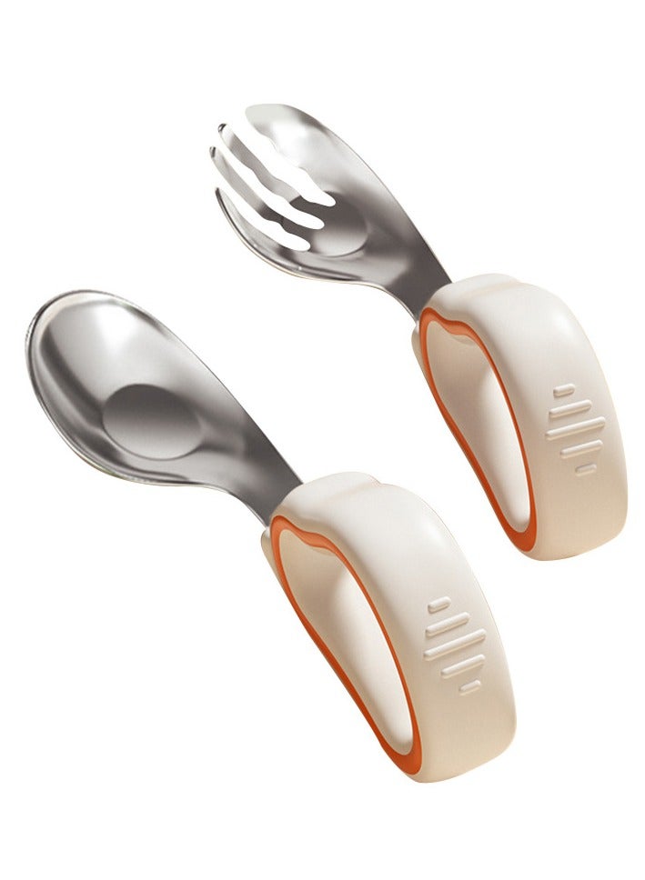 Baby Short Handle Training Spoon & Fork Set - 316 Stainless Steel with Soft Silicone Grip, Ideal for Infant Self-Feeding and Toddler Mealtime Practice  - Image 5
