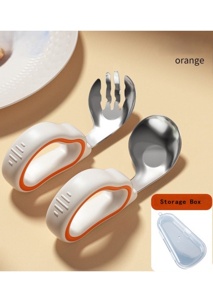 Baby Short Handle Training Spoon & Fork Set - 316 Stainless Steel with Soft Silicone Grip, Ideal for Infant Self-Feeding and Toddler Mealtime Practice  - Image 2