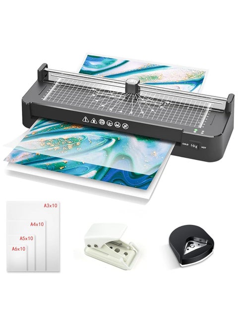 FN A3 Laminator Machine – 5-in-1 Thermal Laminating Kit – 13-Inch Max Width – Hot & Cold Lamination – 90s Fast Warm-Up – 320mm/min High-Speed Laminating – 40 Pouches – Paper Trimmer – Corner Rounder – Hole Puncher – ABS Anti-Jam System – Ideal for Home, Office, School