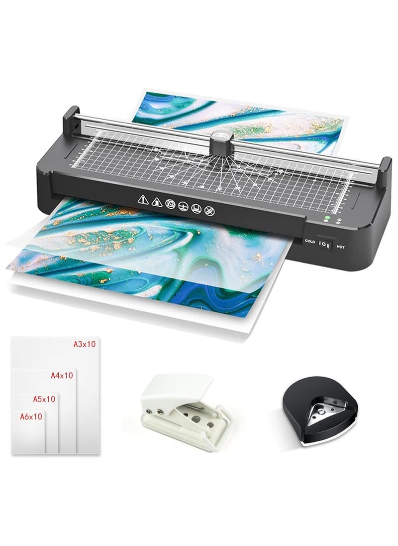 FN - FN A3 Laminator Machine – 5-in-1 Thermal Laminating Kit – 13-Inch Max Width – Hot & Cold Lamination – 90s Fast Warm-Up – 320mm/min High-Speed Laminating – 40 Pouches – Paper Trimmer – Corner Rounder – Hole Puncher – ABS Anti-Jam System – Ideal for Home, Office, School - Image 1