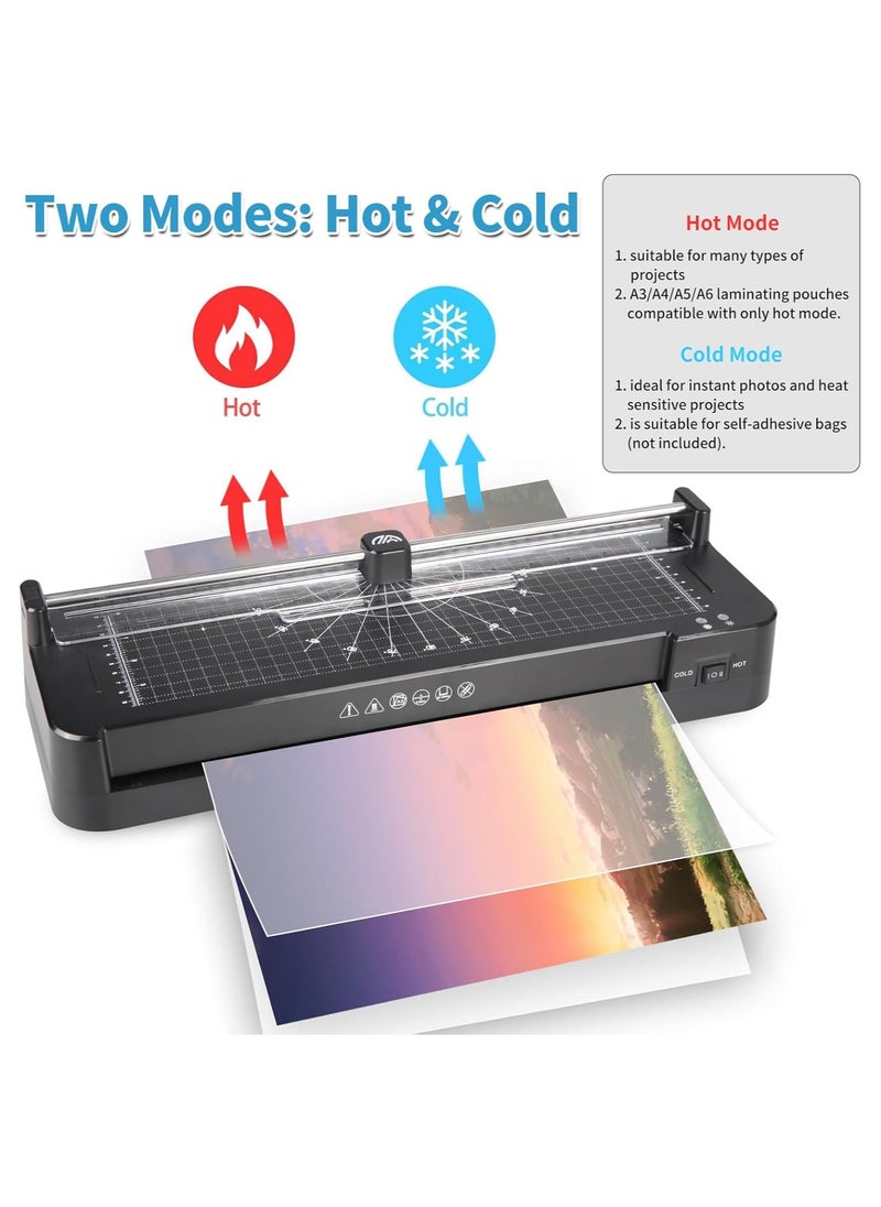 FN - FN A3 Laminator Machine – 5-in-1 Thermal Laminating Kit – 13-Inch Max Width – Hot & Cold Lamination – 90s Fast Warm-Up – 320mm/min High-Speed Laminating – 40 Pouches – Paper Trimmer – Corner Rounder – Hole Puncher – ABS Anti-Jam System – Ideal for Home, Office, School - Image 1