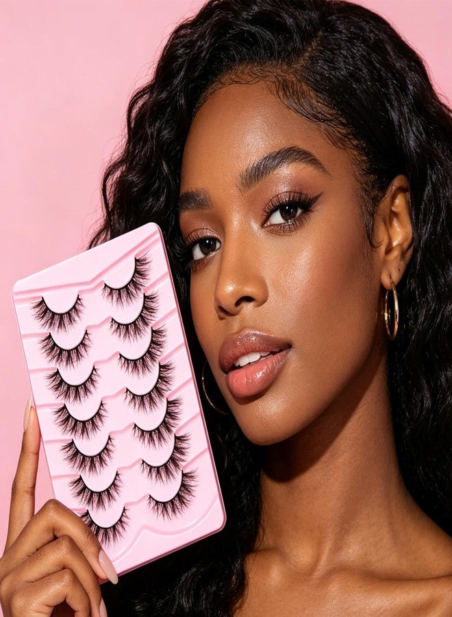 LASGOOS Manga Lashes Natural Look False Eyelashes Anime Lashes Fluffy Spiky 5-13mm 3D Volume Eyelashes Cosplay Fake Eyelashes Winged Look Like Individual Cluster 7 Pairs Reusable by LASGOOS ZR07 - Image 3