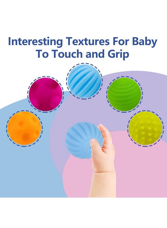 ROHSCE Baby Textured Multi Ball Set, 6pcs Colorful & Bright Child Touch Hand Ball Toy Infant Sensory Balls Massage Soft Ball, 6-12 Months Baby Learning Grasping Soft Sensory Toys for Kids Gift - Image 4
