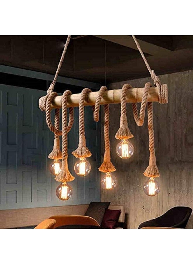 Prime Sole Rustic Rope Pendant Light Fixture, Vintage Industrial Hanging Ceiling Lamp with Edison Bulbs, Farmhouse Chandelier Lighting for Kitchen, Dining Room, Living Room Décor - Image 2