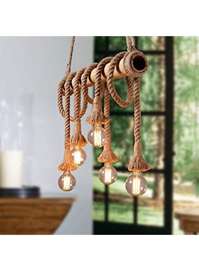 Prime Sole Rustic Rope Pendant Light Fixture, Vintage Industrial Hanging Ceiling Lamp with Edison Bulbs, Farmhouse Chandelier Lighting for Kitchen, Dining Room, Living Room Décor - Image 4