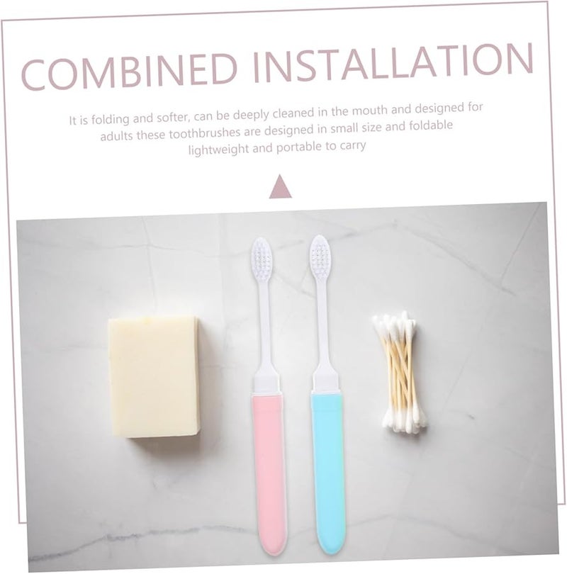 5Pcs Foldable Travel Toothbrush Set Soft Bristles Portable Macaron Colors - Image 3