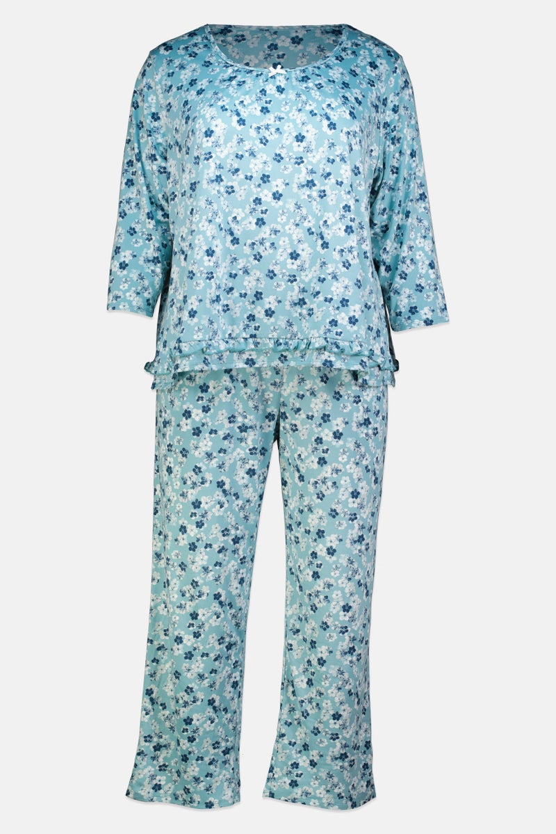 ELLEN TRACY Women Plus Size 2Pcs Floral Print Top And Pyjamas Sleepwear Set, Multicolor - Image 2