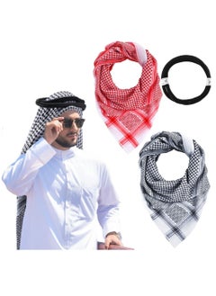 Generic Arab Keffiyeh Shemagh with Aqel Rope - Traditional Middle Eastern Desert Headscarf for Men, 2 Patterns  - Image 1