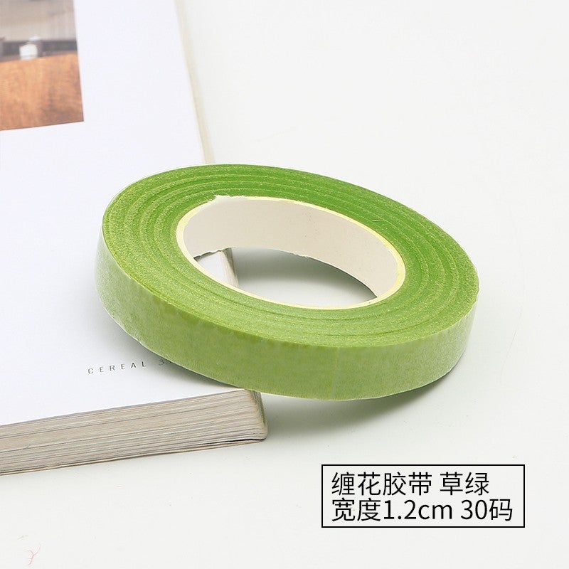 Generic Flower winding tape handmade DIY simulation flower flower rod paper bag tape paper tape candy flower rod winding tape wholesale Grass green width 1.2cm 30 yards