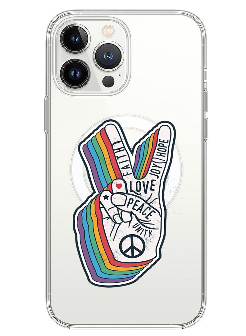 Theodor Magnetic Case for iPhone 13 Pro Max 6.7-inch Compatible with MagSafe Wireless Charging, Shockproof Phone Bumper Cover Peace symbol - Image 1