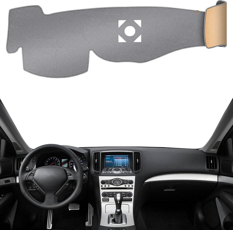 KEYOOG Dashboard Cover Dash Mat Fit for in-finiti 2013-2008 G37 G25 G35 /2015-2014 Q60 (V36 Body Code,W/o HUD),Car Dash Board Mat Anti-Glare Carpet,Non-Slip Pad Sunshield Protector (Grey) - Image 1