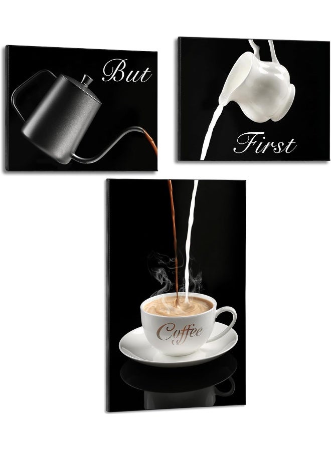 EMODA Deveosa Coffee Bar Kitchen Wall Decor - But First Coffee Bar Sign Kitchen Frames Art Pictures Canvas Dining Room Office Wall Decor Modern Decorations - Image 1