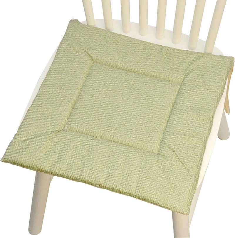 Green 6 Pack Square Chair Cushion With Ties Soft Breathable Seat Pad 40x40cm - Image 1