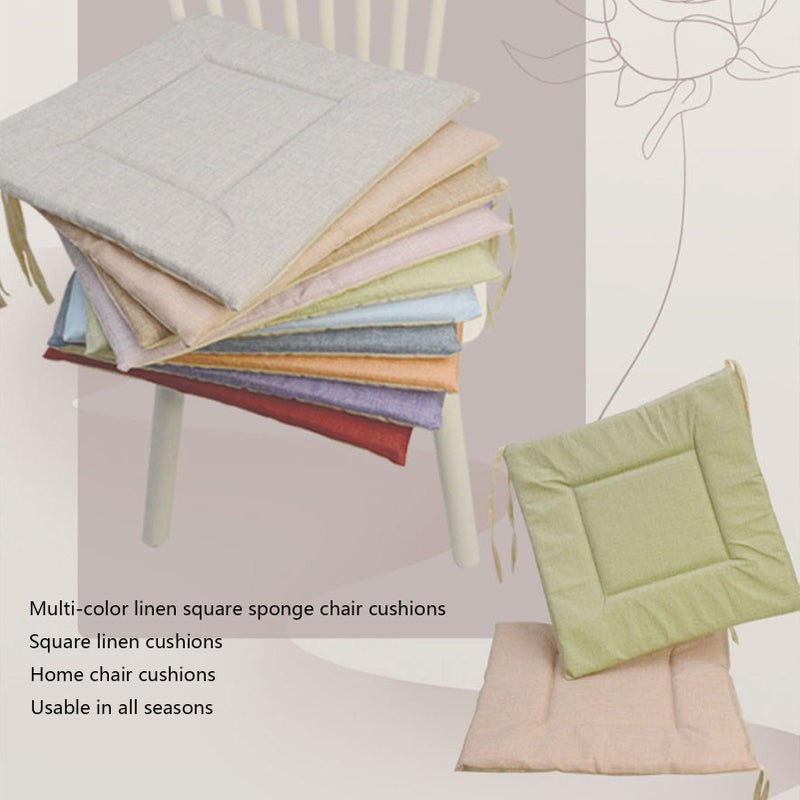 Green 6 Pack Square Chair Cushion With Ties Soft Breathable Seat Pad 40x40cm - Image 3