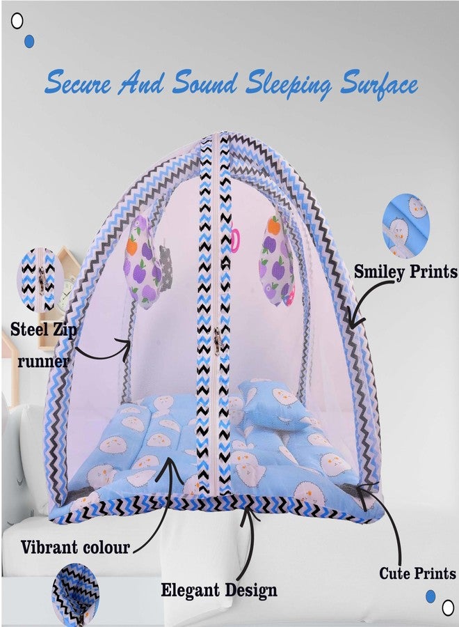 Kwitchy Baby Bedding Set Play Gym with Mosquito Net Bed with Hanging Toys for Baby Boy's & Girl's (Blue, 0-6 Months) - Image 4