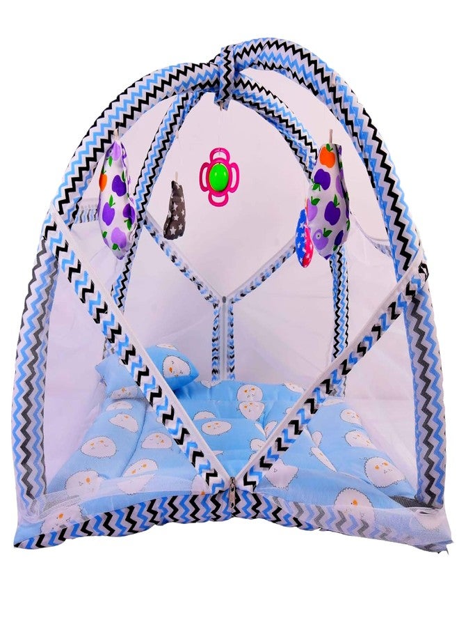 Kwitchy Baby Bedding Set Play Gym with Mosquito Net Bed with Hanging Toys for Baby Boy's & Girl's (Blue, 0-6 Months) - Image 2