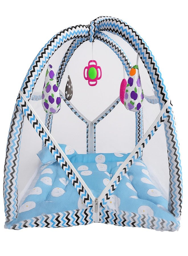 Kwitchy Baby Bedding Set Play Gym with Mosquito Net Bed with Hanging Toys for Baby Boy's & Girl's (Blue, 0-6 Months) - Image 1