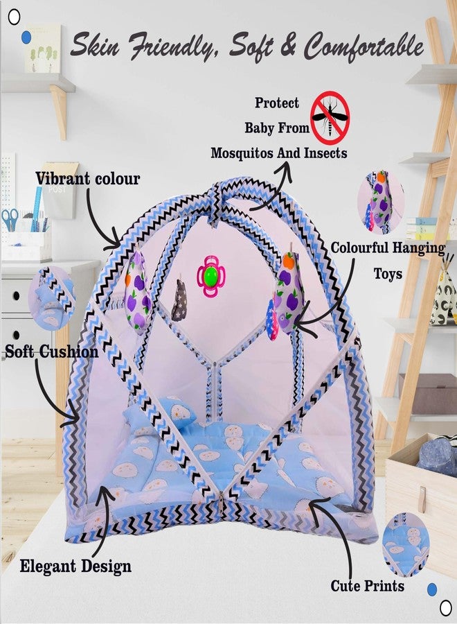 Kwitchy Baby Bedding Set Play Gym with Mosquito Net Bed with Hanging Toys for Baby Boy's & Girl's (Blue, 0-6 Months) - Image 5