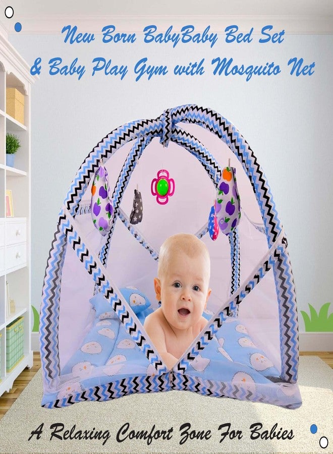 Kwitchy Baby Bedding Set Play Gym with Mosquito Net Bed with Hanging Toys for Baby Boy's & Girl's (Blue, 0-6 Months) - Image 3