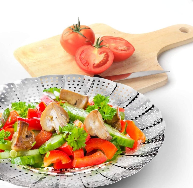 Vegetable Steamer Basket – Adjustable Stainless Steel Steamer Strainer, Suitable for Pans, Casserole, Pressure Cooker, Rice Cooker - Image 2