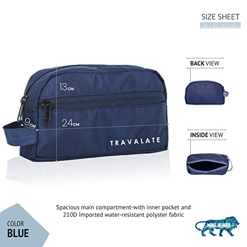 Travalate Polyester Toiletry Travel Bags Makeup Shaving Kit Pouch for Men & Women, Single Part Multipurpose kit Bag for Toiletrys - Blue - Image 2