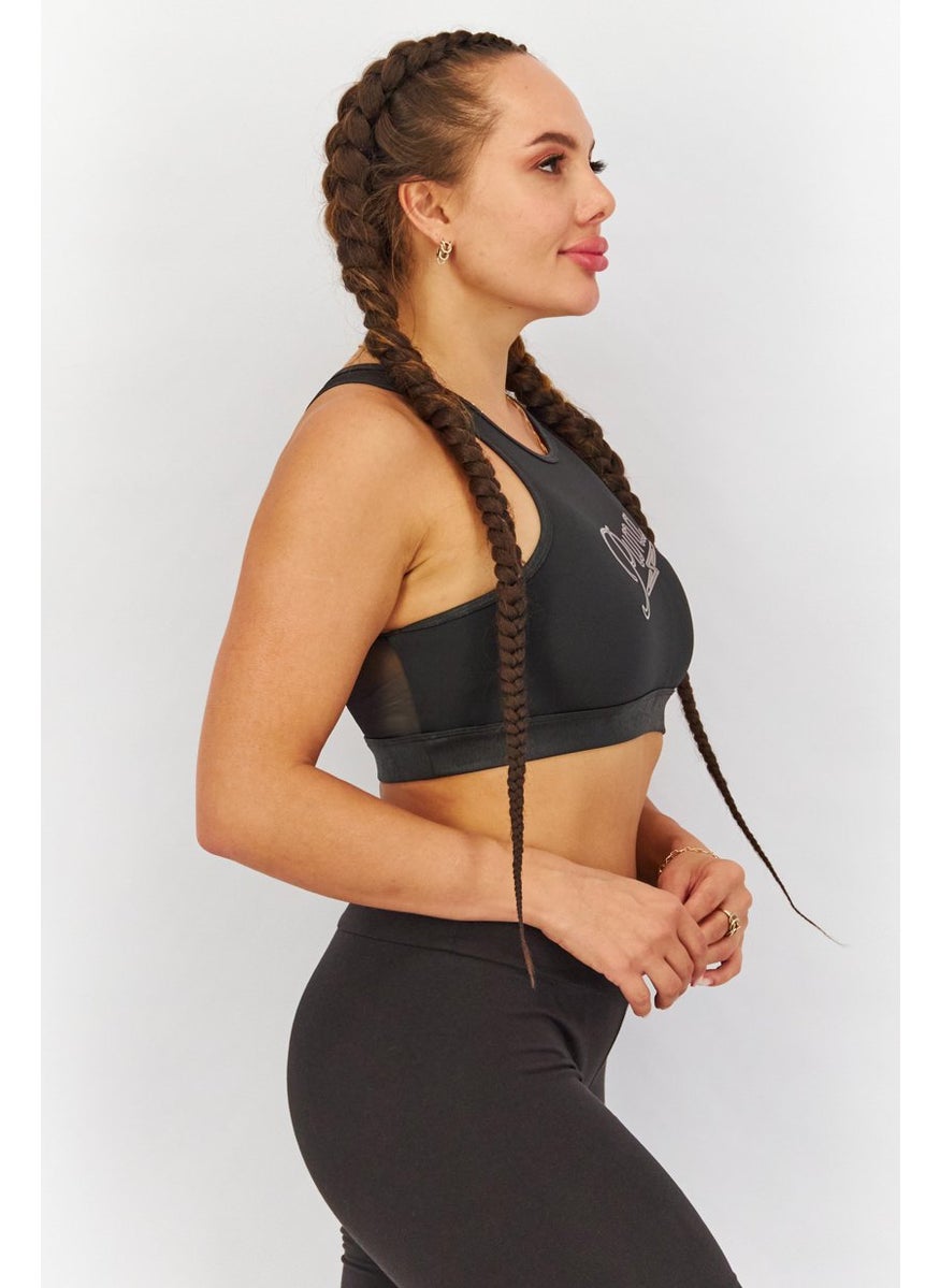 PUMA Women Round Neck Non Padded Sport Bra, Black  - Image 4