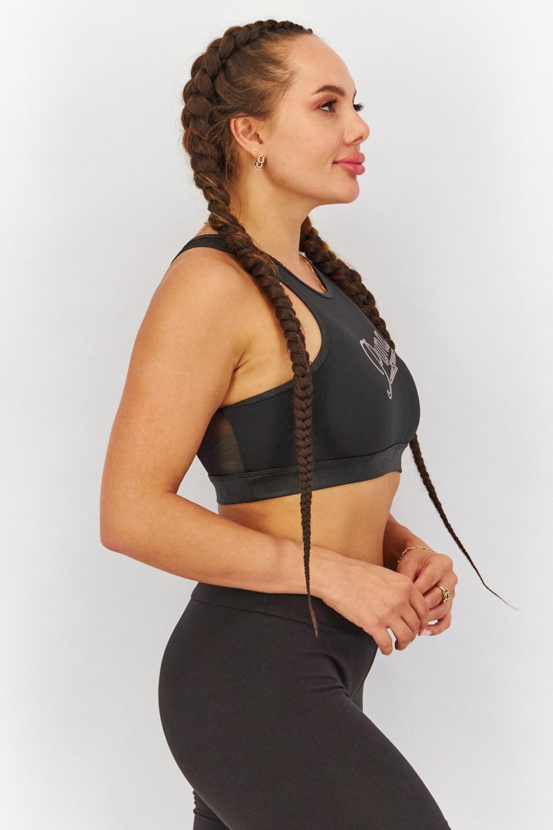 PUMA Women Round Neck Non Padded Sport Bra, Black - Image 4