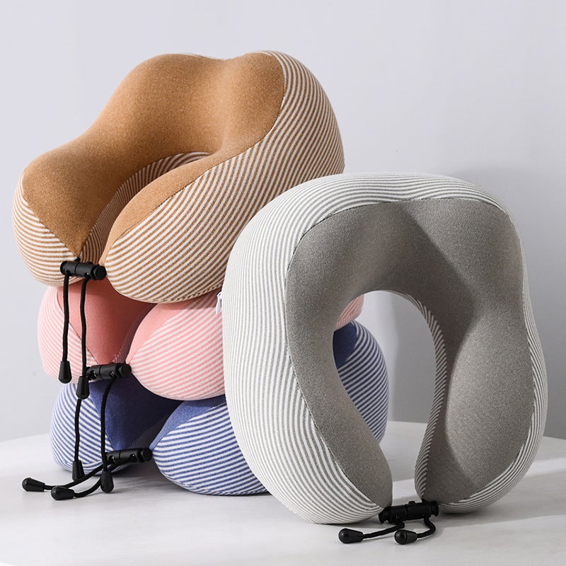 Memory Foam Slow Rebound Travel Hump Aircraft Pillow Aviation Cervical Vertebra U-Shaped Pillow Simple Striped Neck Pillow - Image 3