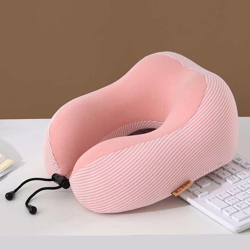 Memory Foam Slow Rebound Travel Hump Aircraft Pillow Aviation Cervical Vertebra U-Shaped Pillow Simple Striped Neck Pillow - Image 1