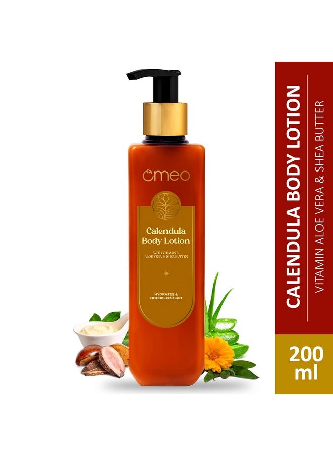 Omeo - Omeo Calendula Body Lotion for winter dry skin with Goodness of Calendula, Shea Butter, Aloe Vera and Vitamin E | Non-Sticky, Moisturizer Cream, Glow, for Women & Men-200ml - Image 1
