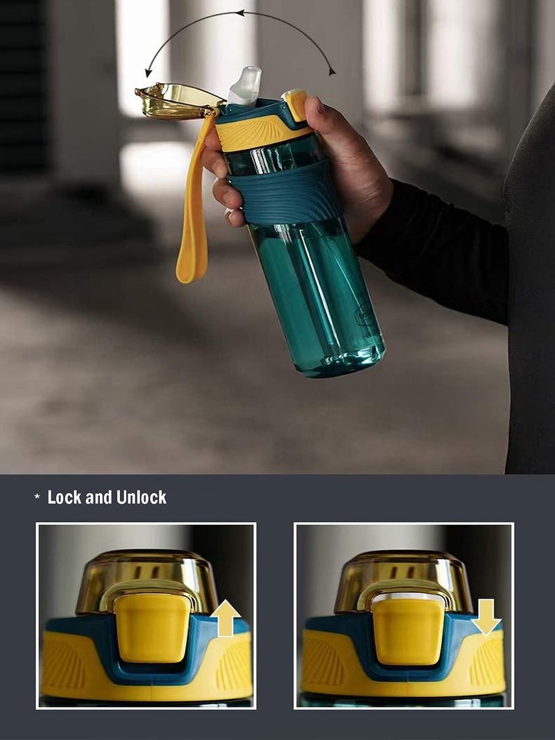 US1984 650 ML Blue Matte Finish Tritan BPA Free Leak Proof Flip Top Sports Water Bottle for Office, Gym, Home, Outdoor - Image 3
