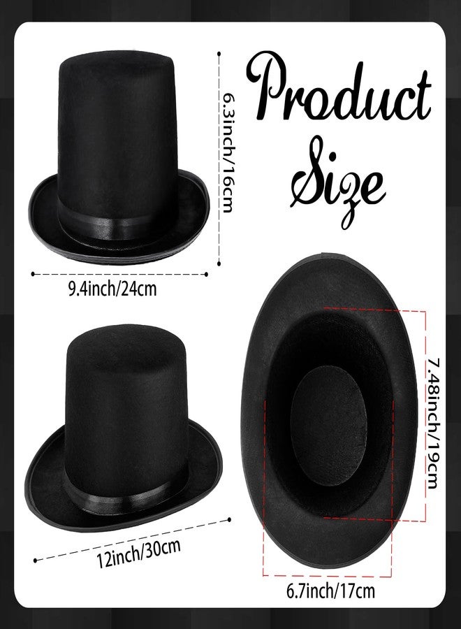 Eerrhhaq 3 Pack Black Felt Top Hats for Kids,Magician Hat Costume,Tall Victorian Tuxedo Costume Hat for Halloween Dress up Cosplay Party Accessories - Image 2