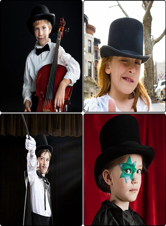Eerrhhaq 3 Pack Black Felt Top Hats for Kids,Magician Hat Costume,Tall Victorian Tuxedo Costume Hat for Halloween Dress up Cosplay Party Accessories - Image 4