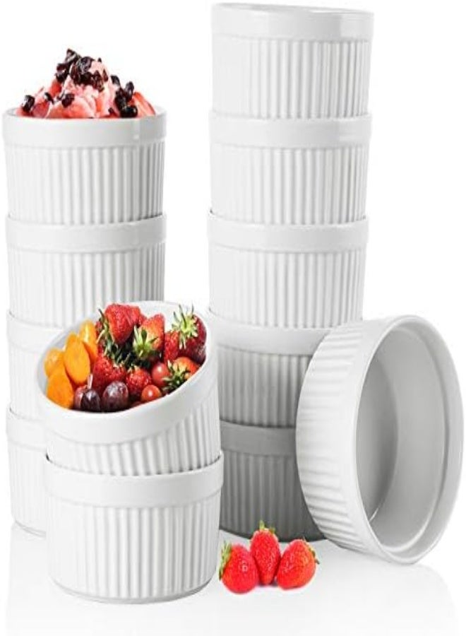 AKDC  12 Pieces 8 Oz Porcelain Souffle Dishes, Oven Safe Ramekins White Bakeware Set Dessert - Image 2