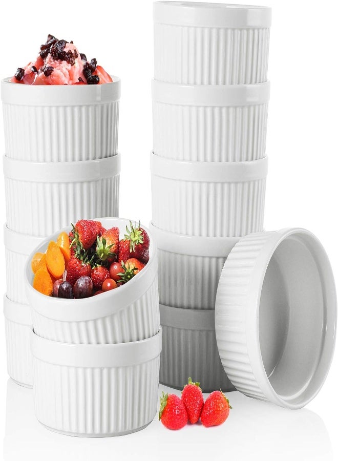 AKDC  12 Pieces 8 Oz Porcelain Souffle Dishes, Oven Safe Ramekins White Bakeware Set Dessert - Image 5