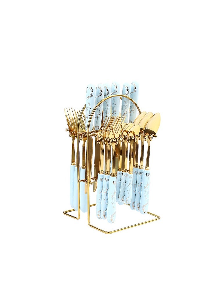 KUYING Stainless Steel Tableware Set Of 24 Pieces Western Knife Fork Spoon Set  - Image 1